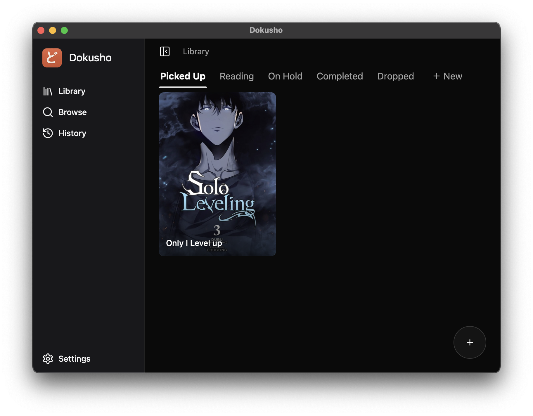Dokusho Library Interface (Dark)